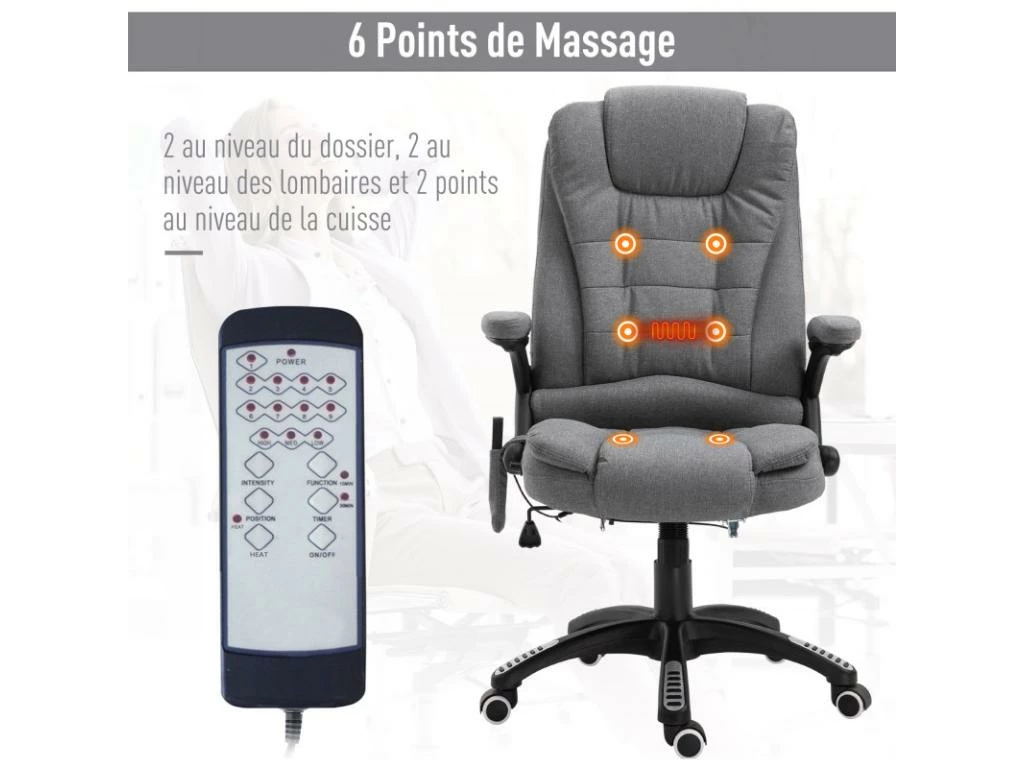 Fauteuil De Bureau Massant Maksym Gris Chiné 6 Fauteuil De Bureau Massant Maksym Gris Chiné – Image 4