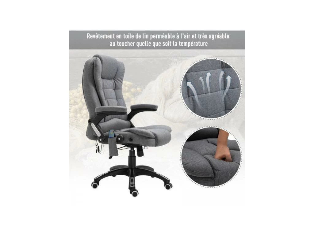 Fauteuil De Bureau Massant Maksym Gris Chiné 9 Fauteuil De Bureau Massant Maksym Gris Chiné – Image 7