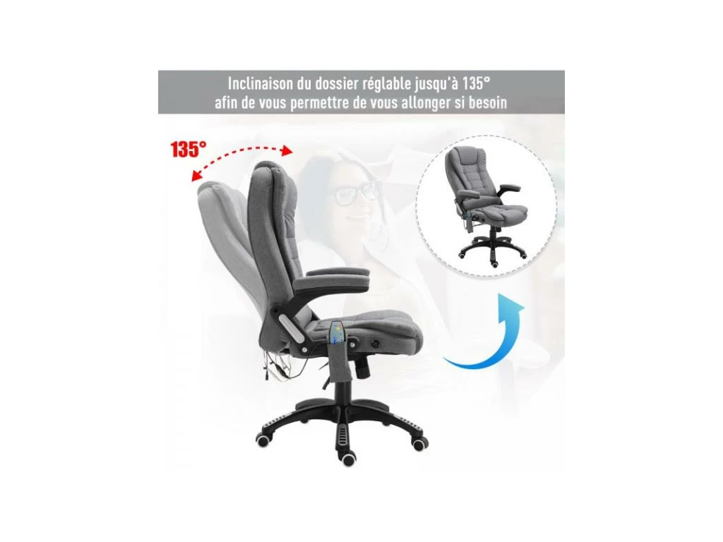 Fauteuil De Bureau Massant Maksym Gris Chiné 11 Fauteuil De Bureau Massant Maksym Gris Chiné – Image 9