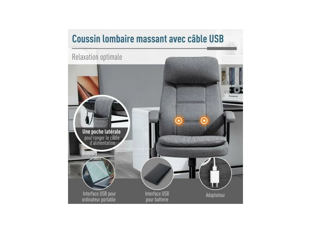 Fauteuil De Bureau Massant STEVE Gris 6 Fauteuil De Bureau Massant STEVE Gris – Image 4