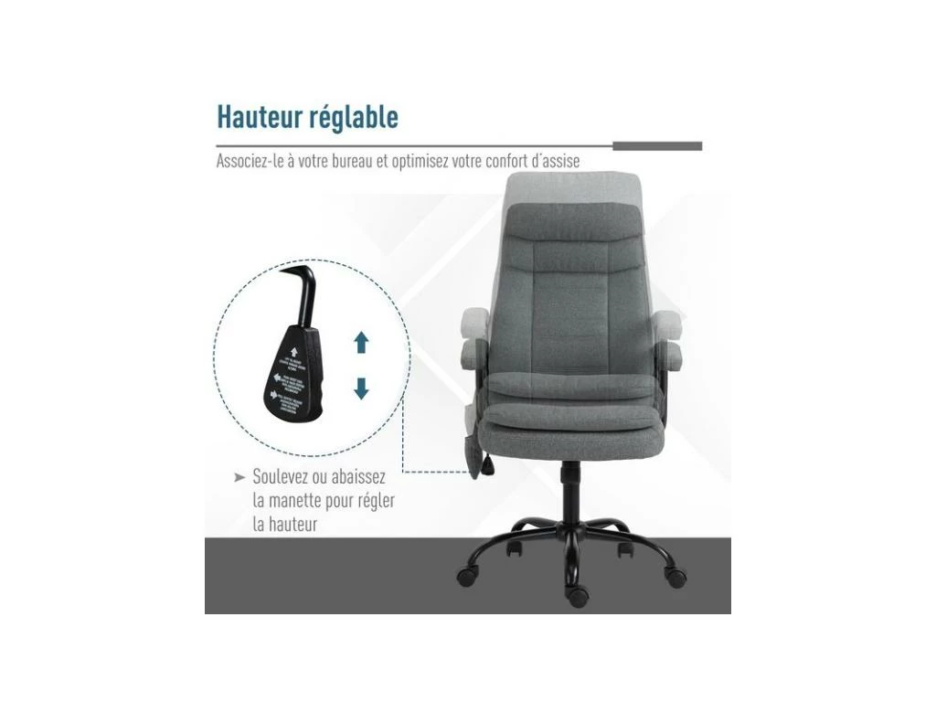 Fauteuil De Bureau Massant STEVE Gris 7 Fauteuil De Bureau Massant STEVE Gris – Image 5