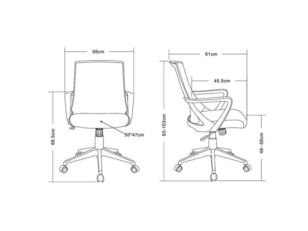 Chaise De Bureau Style Tissu Grise/blanche 4 Chaise De Bureau Style Tissu Grise/blanche – Image 3
