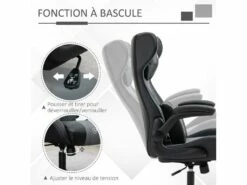 Fauteuil Gaming Réglable BRUCE Gris Et Noir 11 Fauteuil Gaming Réglable BRUCE Gris Et Noir -DECO Ventes siege de bureau 19172963