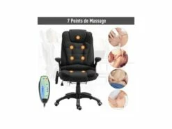 Fauteuil De Bureau Massant & Chauffant Clara Toile De Lin Noir -DECO Ventes siege de bureau 19172971