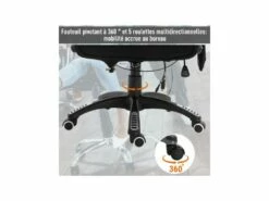 Fauteuil De Bureau Massant & Chauffant Clara Toile De Lin Noir -DECO Ventes siege de bureau 19172979