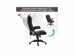 Fauteuil De Bureau Massant & Chauffant Clara Toile De Lin Noir -DECO Ventes siege de bureau 19172981