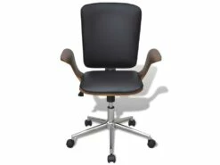 Fauteuil Chaise Chaise De Bureau Rotative En Bois Cintré Avec Revêtement En Faux Cuir 0502045