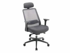 Fauteuil De Bureau Ergonomique Professionnel - Avec Têtière - Nylon Et Tissu - Gris - BANKANO -DECO Ventes siege de bureau 503059