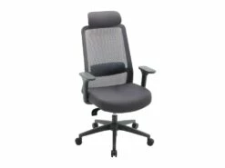 Fauteuil De Bureau Ergonomique Professionnel - Avec Têtière - Nylon Et Tissu - Gris - BANKANO -DECO Ventes siege de bureau 503069