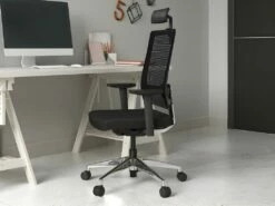 Fauteuil De Bureau Ergonomique Professionnel - Avec Têtière - Tissu - Noir - WALLSTREET -DECO Ventes siege de bureau 722013