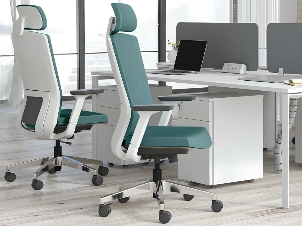 Fauteuil De Bureau Professionnel - Avec Têtière - Tissu - Bleu - VOLTI 4 Fauteuil De Bureau Professionnel - Avec Têtière - Tissu - Bleu - VOLTI – Image 2