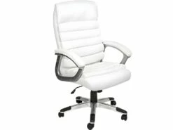 Fauteuil Chaise Siège De Direction Rembourrage Ondulé Blanc 08_0000372