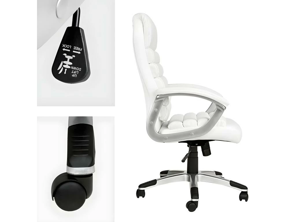 Fauteuil Chaise Siège De Direction Rembourrage Ondulé Blanc 08_0000372 5 Fauteuil Chaise Siège De Direction Rembourrage Ondulé Blanc 08_0000372 – Image 3