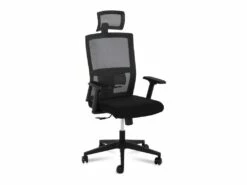 Fauteuil Chaise Siège De Bureau Dossier En Filet Appui-tête Charge Maximale150 Kg Noir 14_0000879