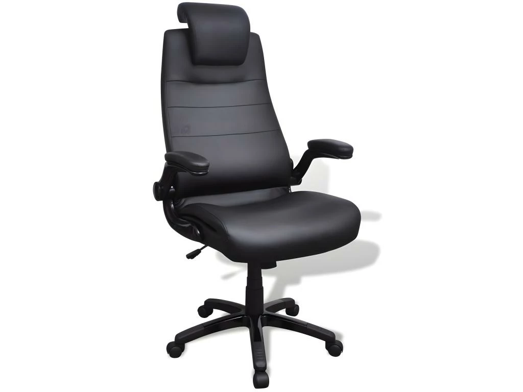 Fauteuil Chaise Siège De Bureau Pivotant Réglable Ergonomique Avec Accoudoir PVC Noir 0502021 3 Fauteuil Chaise Siège De Bureau Pivotant Réglable Ergonomique Avec Accoudoir PVC Noir 0502021