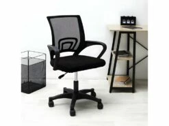 WALTER - Fauteuil De Bureau Sur Roulettes Noir Tissu Mesh -DECO Ventes siege de bureau 9167455