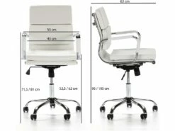 Fauteuil De Bureau Fenix Inclinable Blanc, Cuir Synthétique -DECO Ventes siege de bureau 9475179