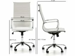 Fauteuil De Bureau Londres Inclinable Blanc, Cuir Synthétique -DECO Ventes siege de bureau 9475319