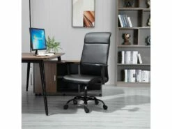 Vinsetto Fauteuil De Bureau Manager Ergonomique Pivotant 360° Hauteur Assise RĂ©glable RevĂȘtement SynthĂ©tique PU Noir