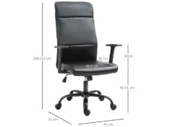 Vinsetto Fauteuil De Bureau Manager Ergonomique Pivotant 360° Hauteur Assise Réglable Revêtement Synthétique PU Noir -DECO Ventes siege de bureau 9552761