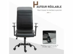 Vinsetto Fauteuil De Bureau Manager Ergonomique Pivotant 360° Hauteur Assise Réglable Revêtement Synthétique PU Noir -DECO Ventes siege de bureau 9552763