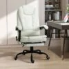 Vinsetto Fauteuil De Bureau Direction Massant Hauteur Réglable Dossier Inclinable Repose-pied + Coussin Lombaires Intégrés Revêtement Synthétique Blanc -DECO Ventes siege de bureau 9552883
