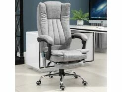 Fauteuil De Bureau Direction Massant Chauffant Hauteur RĂ©glable Dossier Inclinable Repose-pied RevĂȘtement SynthĂ©tique Gris