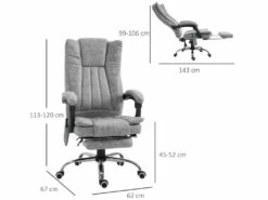 Fauteuil De Bureau Direction Massant Chauffant Hauteur Réglable Dossier Inclinable Repose-pied Revêtement Synthétique Gris 9 Fauteuil De Bureau Direction Massant Chauffant Hauteur Réglable Dossier Inclinable Repose-pied Revêtement Synthétique Gris -DECO Ventes siege de bureau 9552955