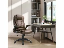 Fauteuil De Bureau Direction Pivotant Massant Chauffant Ă©lectrique RevĂȘtement SynthĂ©tique Chocolat