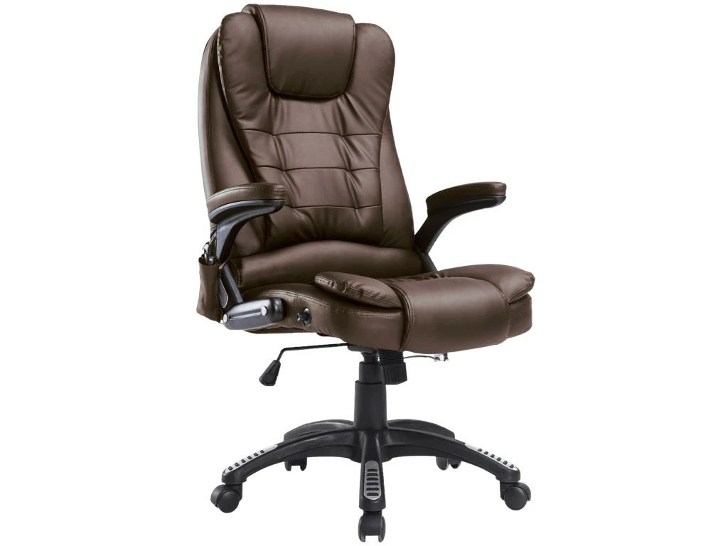 Fauteuil De Bureau Direction Pivotant Massant Chauffant électrique Revêtement Synthétique Chocolat 4 Fauteuil De Bureau Direction Pivotant Massant Chauffant électrique Revêtement Synthétique Chocolat – Image 2