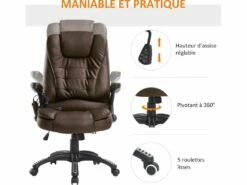 Fauteuil De Bureau Direction Pivotant Massant Chauffant électrique Revêtement Synthétique Chocolat 11 Fauteuil De Bureau Direction Pivotant Massant Chauffant électrique Revêtement Synthétique Chocolat -DECO Ventes siege de bureau 9553547