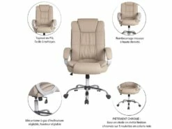 Chaise De Bureau Karen Elevable Et Fauteuil Inclinable En Simili Cuir Taupe -DECO Ventes siege de bureau 9906937