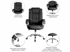 Chaise De Bureau Karen Elevable Et Fauteuil Inclinable En Simili Cuir Noir -DECO Ventes siege de bureau 9906955