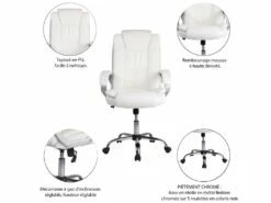 Chaise De Bureau Karen Elevable Et Fauteuil Inclinable En Simili Cuir Blanc 10 Chaise De Bureau Karen Elevable Et Fauteuil Inclinable En Simili Cuir Blanc -DECO Ventes siege de bureau 9906995