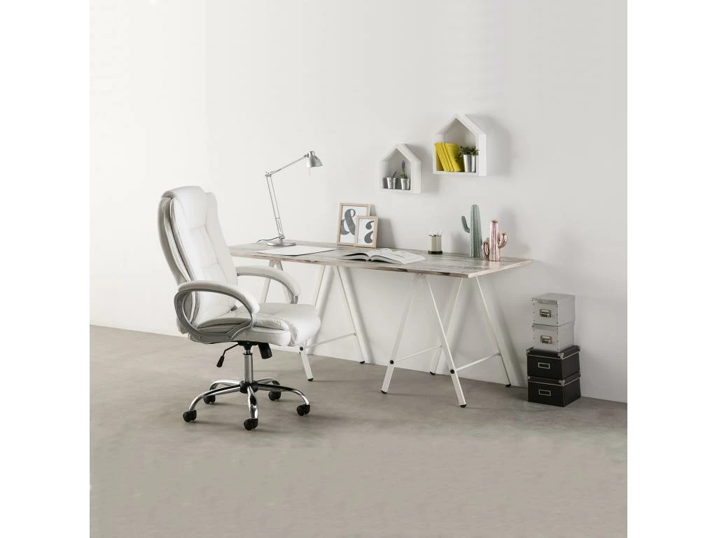 Chaise De Bureau Karen Elevable Et Fauteuil Inclinable En Simili Cuir Blanc 7 Chaise De Bureau Karen Elevable Et Fauteuil Inclinable En Simili Cuir Blanc – Image 5