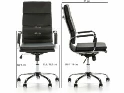 Fauteuil De Bureau Morgan Inclinable Noir, Cuir Synthétique -DECO Ventes siege de bureau 9907013