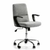 Fauteuil De Bureau Relevable Teo Matelassé Avec Tissu Gris Clair