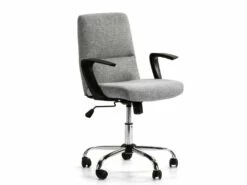 Fauteuil De Bureau Relevable Teo Matelassé Avec Tissu Gris Clair