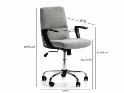 Fauteuil De Bureau Relevable Teo Matelassé Avec Tissu Gris Clair -DECO Ventes siege de bureau 9907055